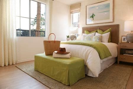 Interior view of bedroom at Baypointe Apartment Homes in Newport Beach, CA. 