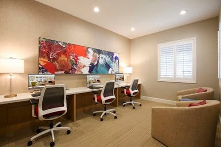 Interior view of business center at Baypointe Apartment Homes in Newport Beach, CA.