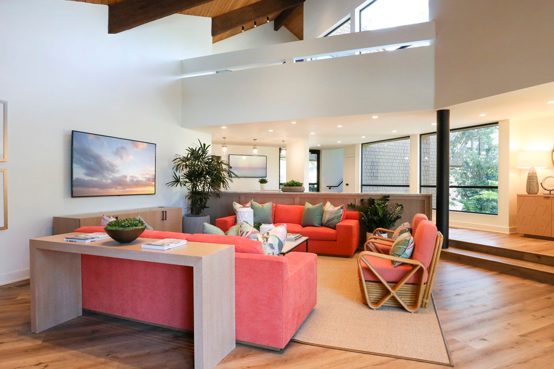 Interior view of clubroom at Baywood Apartment Homes in Newport Beach, CA.