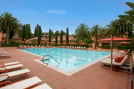 Exterior pool view at Newport Bluffs Apartment Homes in Newport Beach, CA.