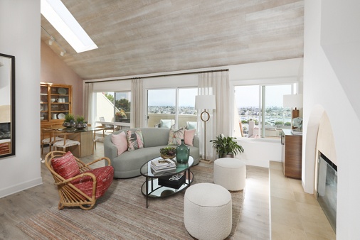 Interior view of living room at Promontory Point Apartment Communities in Newport Beach, CA.