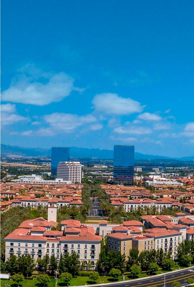 Exterior aerial view of Irvine Spectrum locations in Irvine, CA.