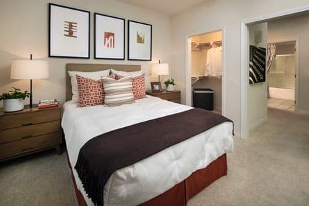 Interior view of bedroom at Gateway Apartment Homes in Orange, CA.