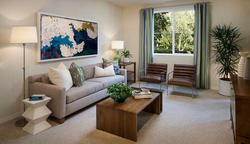 Interior view of living room at Gateway Apartment Homes in Orange, CA.