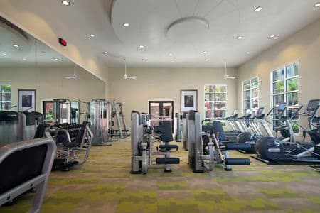 Interior views of fitness center at the Gateway Apartment Homes in Orange, CA.