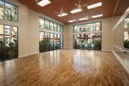 Interior views of yoga studio at Gateway Apartment Homes in Orange, CA.