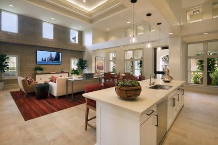 Interior view of clubhouse at Sierra Vista Apartment Homes in Tustin, CA.