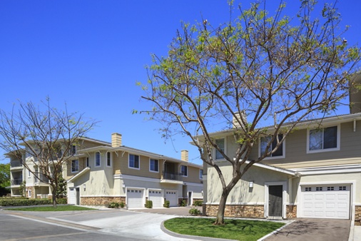 Exterior view of Marbella Apartment Homes in San Diego, CA.