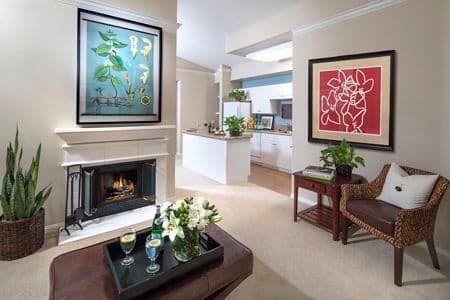 Interior view of living room at Monte Vista Apartment Homes in Mission Valley, CA.