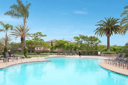 Pool view at Pacific View Apartment Homes in Carlsbad, CA.