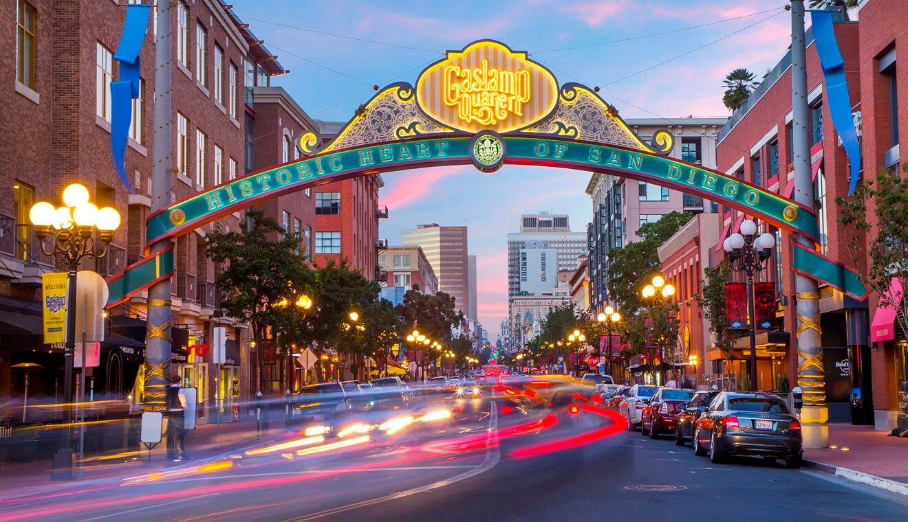 Image of Gaslamp Disctrict in downtown San Diego, CA.