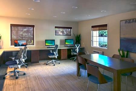 Interior view of business center at Solazzo Apartment Homes in La Jolla, CA.