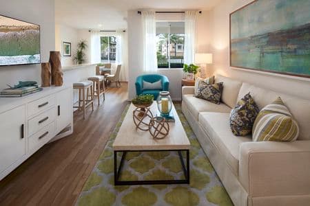 Interior view of living room at Torrey Hills Apartment Homes in San Diego, CA.