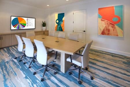 Interior view of business center conference room at Torrey Villas Apartment Homes in San Diego, CA.
