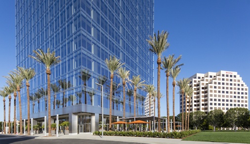 Exterior view of 200 Spectrum Center office building in Irvine Spectrum. Lamb 2016.