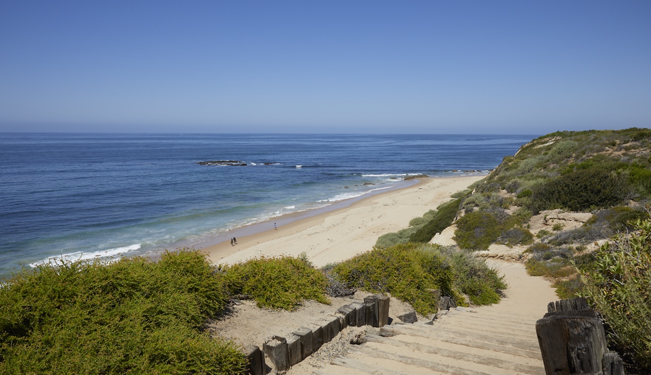 Exterior daytime view of ocean at Crystal Cove State Park in Newport Coast, CA.