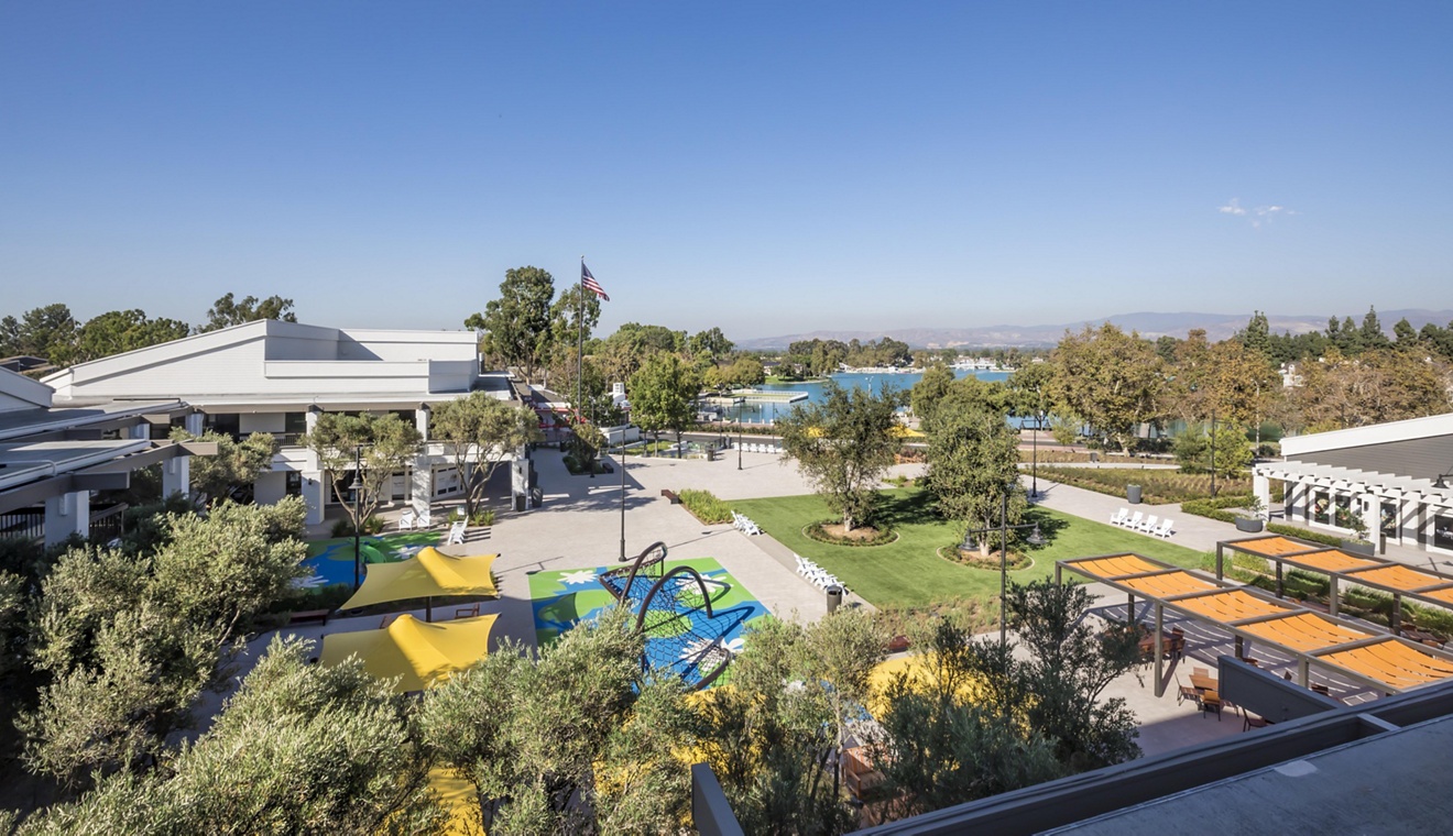 Exterior view of Woodbridge Village Center in Irvine.
