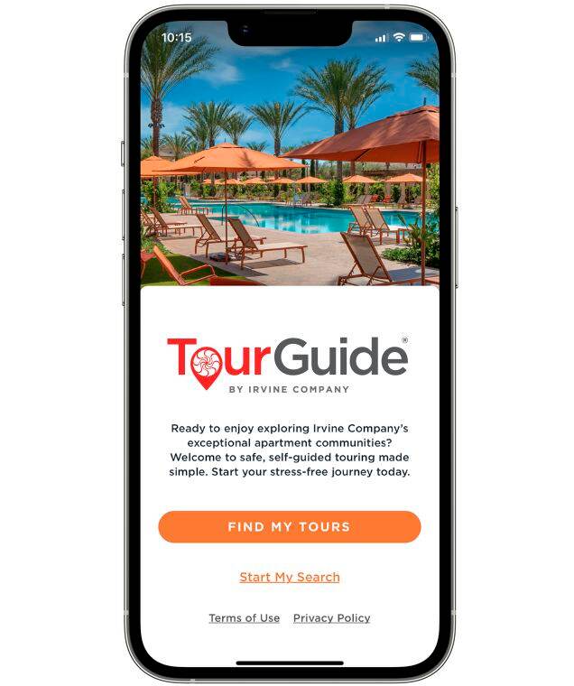 Image of the TourGuide mobile app in a mobile phone.
