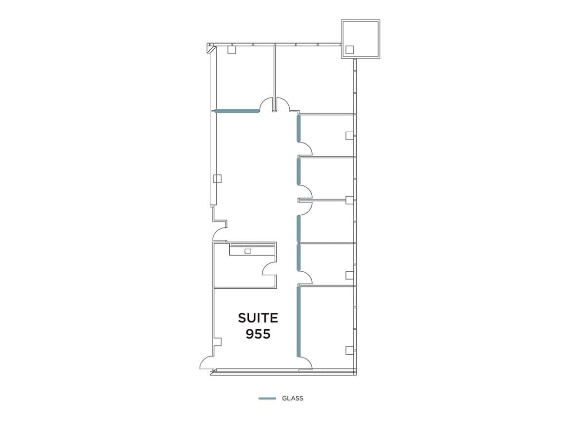 Flex+ floor plan for 11111 Santa Monica Blvd, suite 955 in Los Angeles, CA.