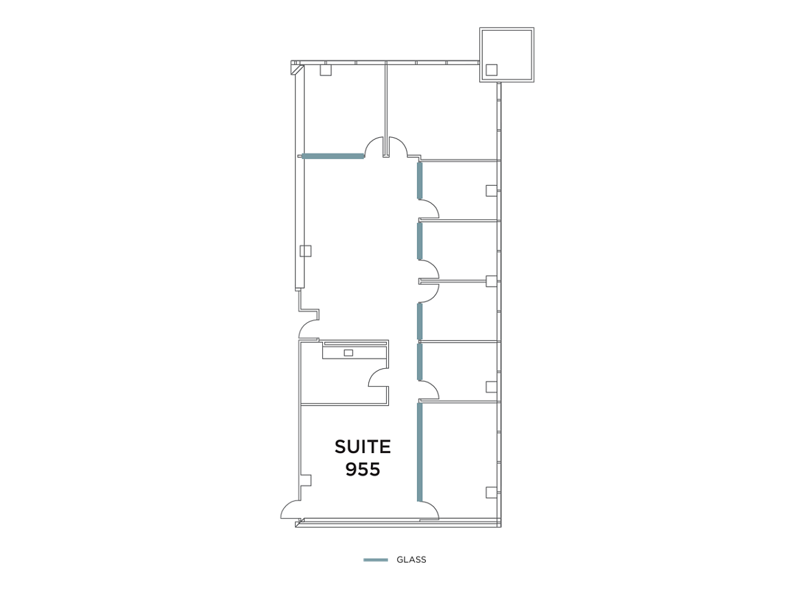 Flex+ floor plan for 11111 Santa Monica Blvd, suite 955 in Los Angeles, CA.
