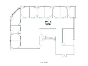 Flex+ floor plan for 100 Spectrum Center, suite 1050 in Irvine, CA.