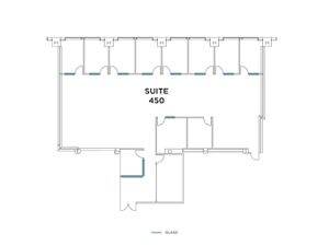 Flex+ floor plan for 100 Spectrum Center, suite 450 in Irvine, CA.