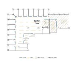 Flex+ floor plan for 20 Pacifica, suite 600 in Irvine, CA.