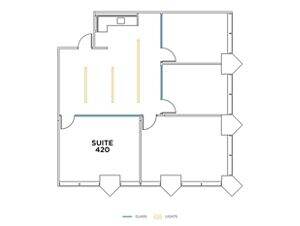 Flex+ floor plan for 620 Newport Center Drive, suite 420 in Newport Beach, CA.