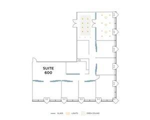 Flex+ floor plan for 620 Newport Center Drive, suite 600 in Newport Beach, CA.