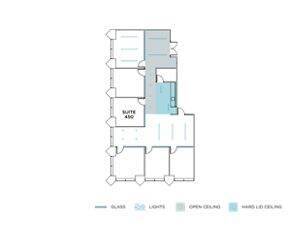 Flex+ Floor plan for 620 Newport Center Drive, suite 450 in Newport Beach, CA.