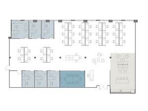 Floorplan for Flex+ 43 Discovery, suite 120 in Irvine, CA.