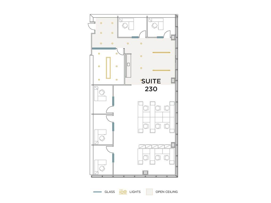 Flex+ floor plan for 525 Technology, suite 230 in Irvine, CA.