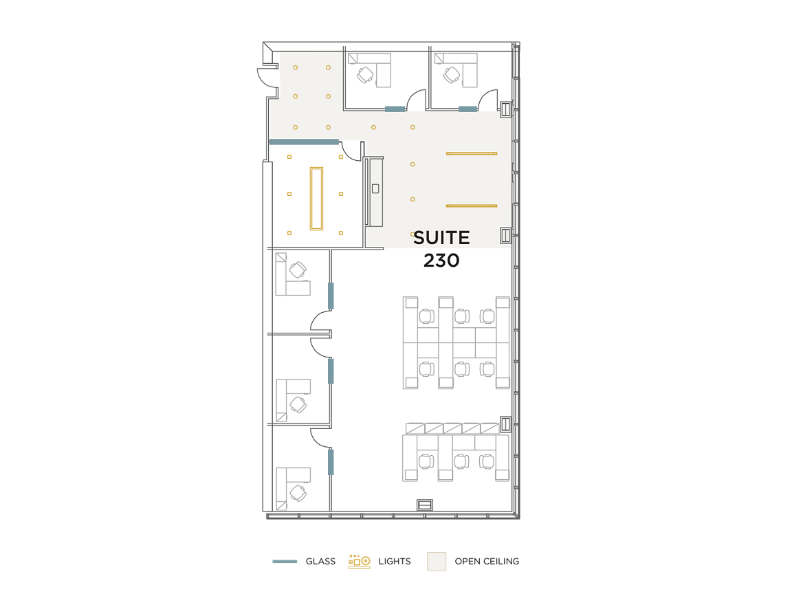 Flex+ floor plan for 525 Technology, suite 230 in Irvine, CA.