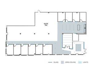 Flex+ floor plan for 43 Discovery, suite 100 in Irvine, CA.
