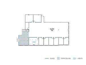 Flex+ floor plan for 49 Discovery, suite 150 in Irvine, CA.