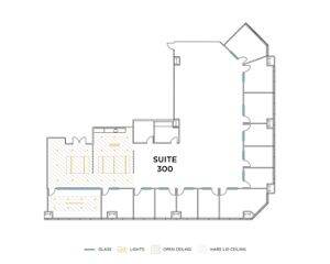 Flex+ floor plan for 18100 Von Karman Ave, suite 300 in Irvine, CA.
