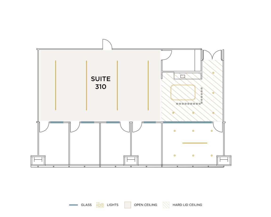 Flex+ floor plan for 18100 Von Karman Ave, suite 310 in Irvine, CA.