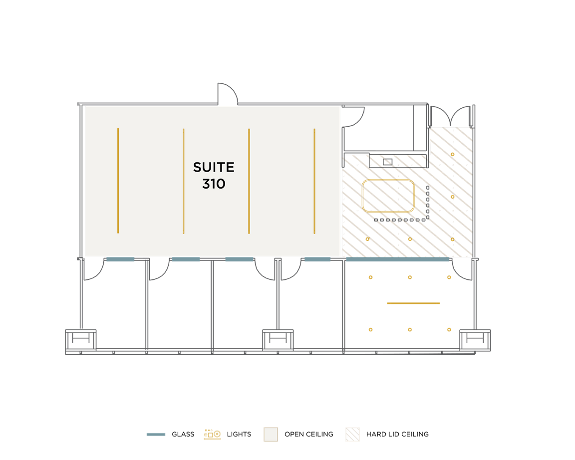 Flex+ floor plan for 18100 Von Karman Ave, suite 310 in Irvine, CA.