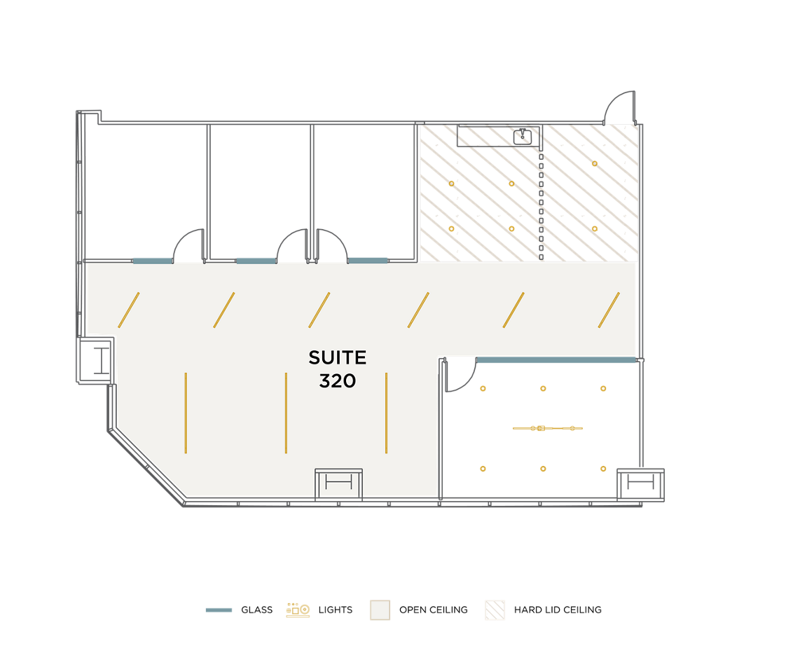 Flex+ floor plan for 18100 Von Karman Ave, suite 320 in Irvine, CA.