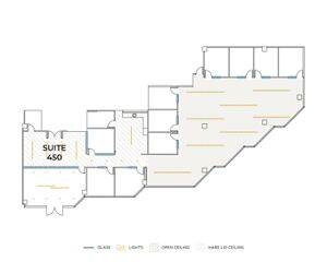 Flex+ floor plan for 18400 Von Karman Avenue, suite 450 in Irvine, CA.