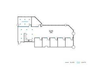 Flex+ floor plan for 18200 Von Karman Ave, suite 210 in Irvine, CA.