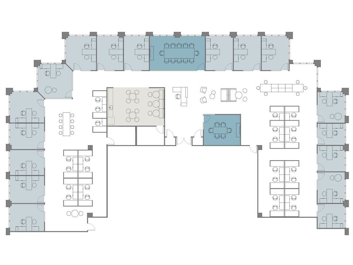 Hypothetical Furniture Plan

17 offices
26 workstations
2 meeting rooms
1 break area
