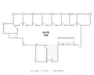 Flex+ floor plan for 2 Park Plaza, suite 450 in Irvine, CA.