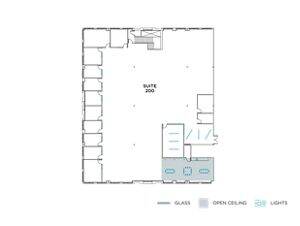 Flex+ floorplan for 340 Commerce, suite 200 in Irvine, CA.