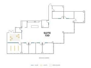 Flex+ floor plan for 3200 Park Center Drive, suite 720 in Irvine, CA.