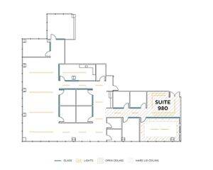 Flex+ floor plan for 3200 Park Center Drive, suite 980 in Costa Mesa, CA.