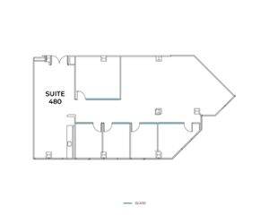 Flex+ floor plan for 4660 Towne Centre Drive, suite 480 in San Diego, CA.