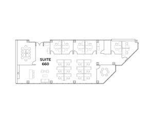 Flex+ floor plan for 4660 Towne Centre Drive, suite 660 in San Diego, CA.