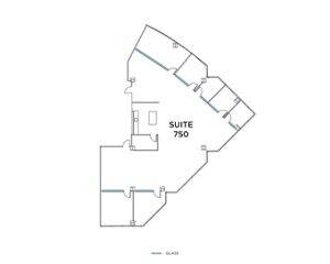 Flex+ floor plan for 9255 Towne Centre Drive, suite 750 in San Diego, CA.