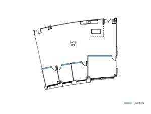 Flex+ floorplan for 12544 High Bluff Drive, suite 250 in San Diego, CA.